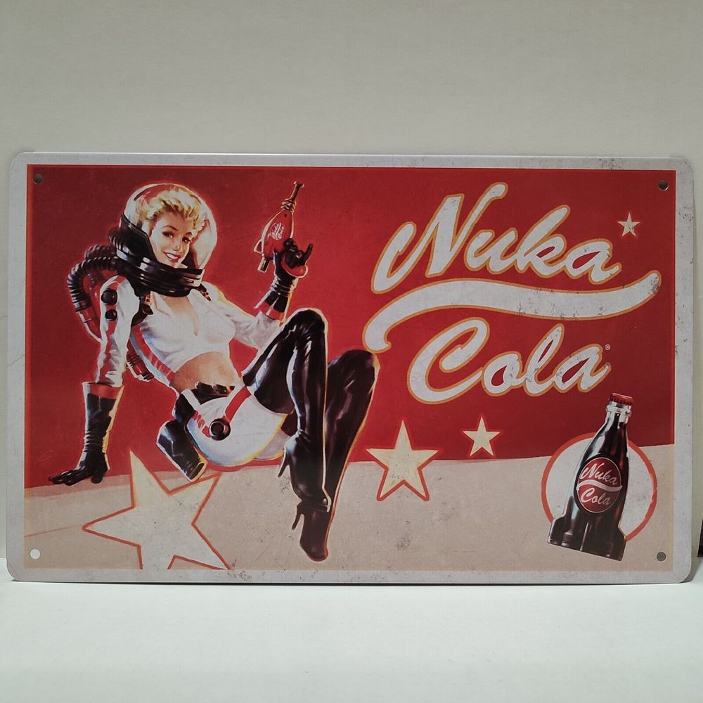 Fallout Nuka Cola Girl Metal Tin Sign Official Bethesda Collectible Display